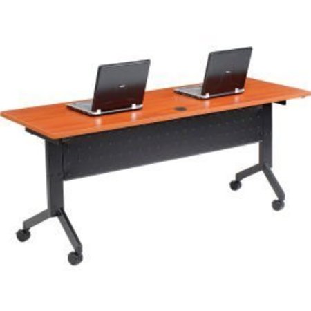 GLOBAL EQUIPMENT Interion    Flip-Top Training Table, 72"L x 24"W, Cherry 695125